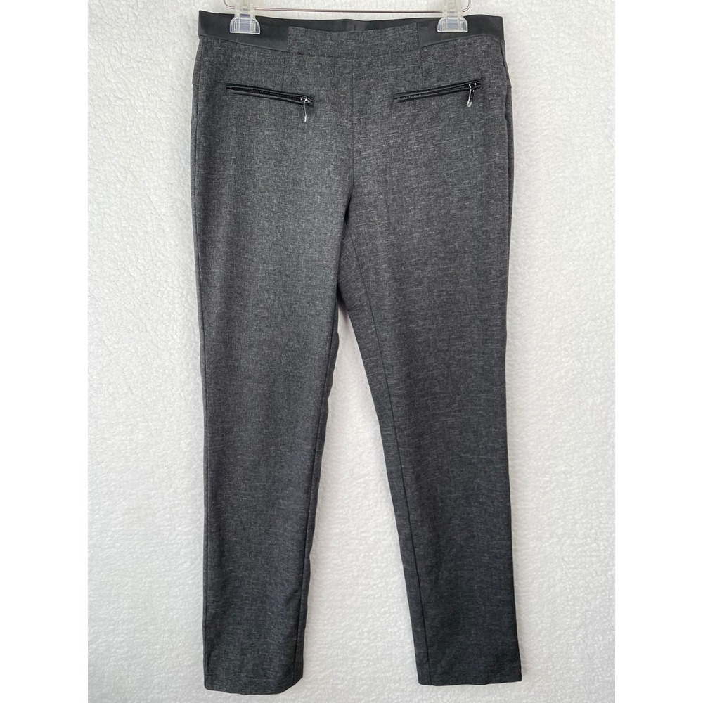 Rafaella Comfort Womens Gray Faux‎ Leather Trim Pull On Pants Size 8 Slim Leg